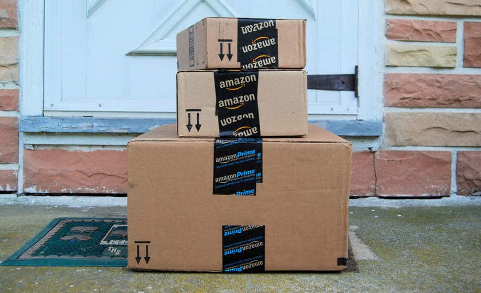 amazon boxes at doorstep